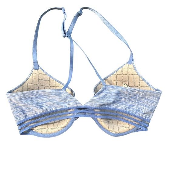 VICTORIAS SECRET Blue Racerback Semi Demi Cup Bra 32D - Picture 2 of 3